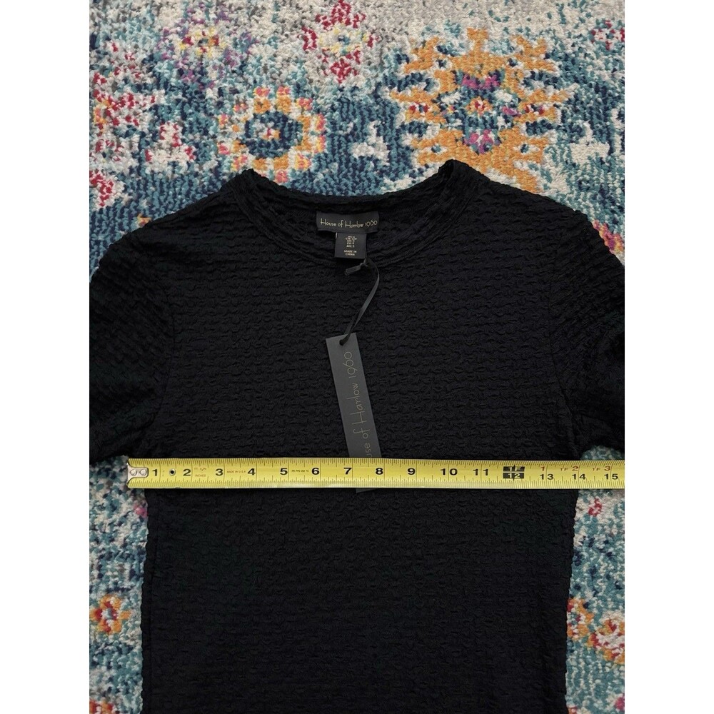 NEW House of Harlow 1960 Semi-Sheer Black Short Sleeve T-Shirt Size Small - Picture 5 of 7